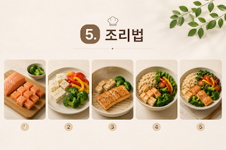 삶기와 찌기를 중심으로 한 건강한 조리 과정을 보여주는 당독소 줄이기 조리법