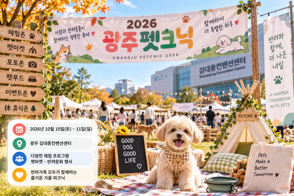 2026 광주 펫크닉 반려동물 축제에서 강아지와 함께 즐기는 가을 행사 모습