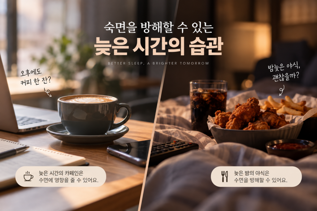 늦은 시간 커피와 야식으로 숙면을 방해하는 생활 습관