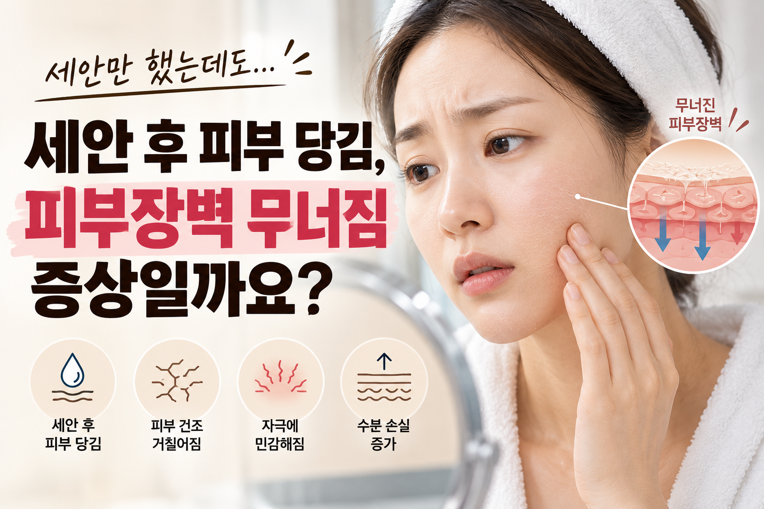 세안 후 피부 당김, 피부장벽 무너짐 증상일까요?